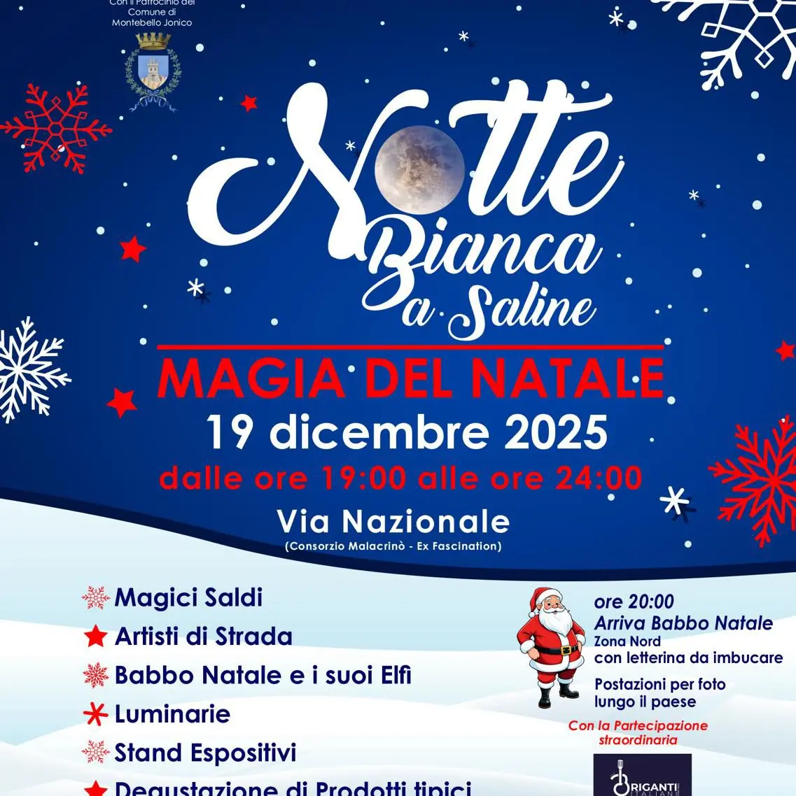 Torna la Notte Bianca a Saline: magia, festa e Natale lungo la Via Nazionale\n