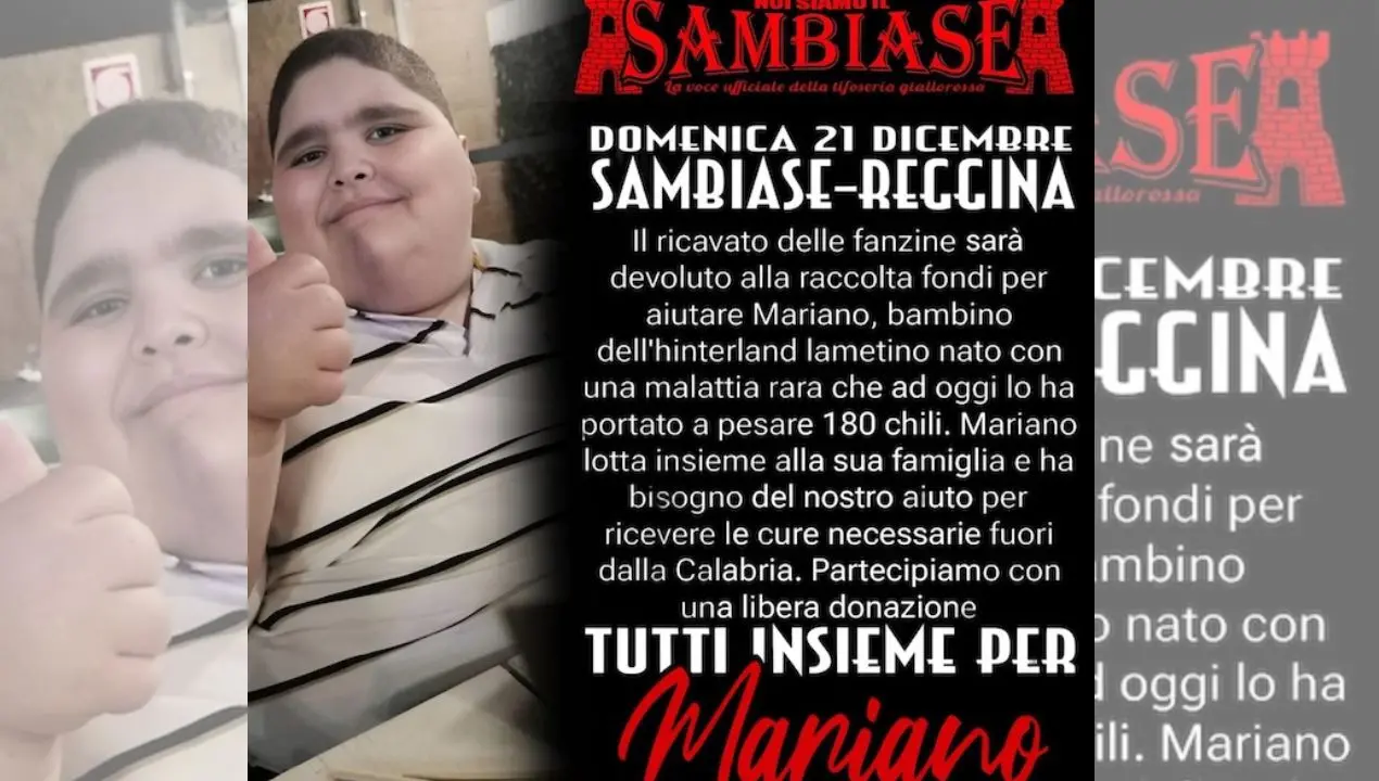 La tifoseria del Sambiase in campo per Mariano, il bambino di 12 anni affetto da una rara malattia\n