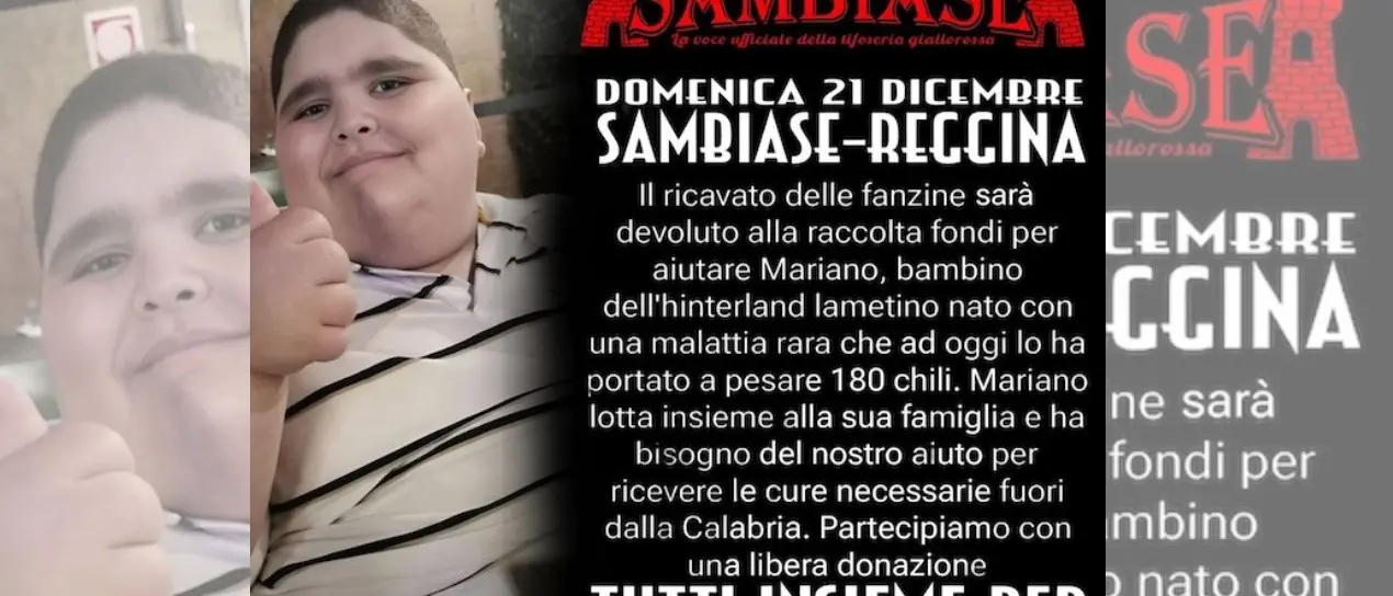La tifoseria del Sambiase in campo per Mariano, il bambino di 12 anni affetto da una rara malattia\n