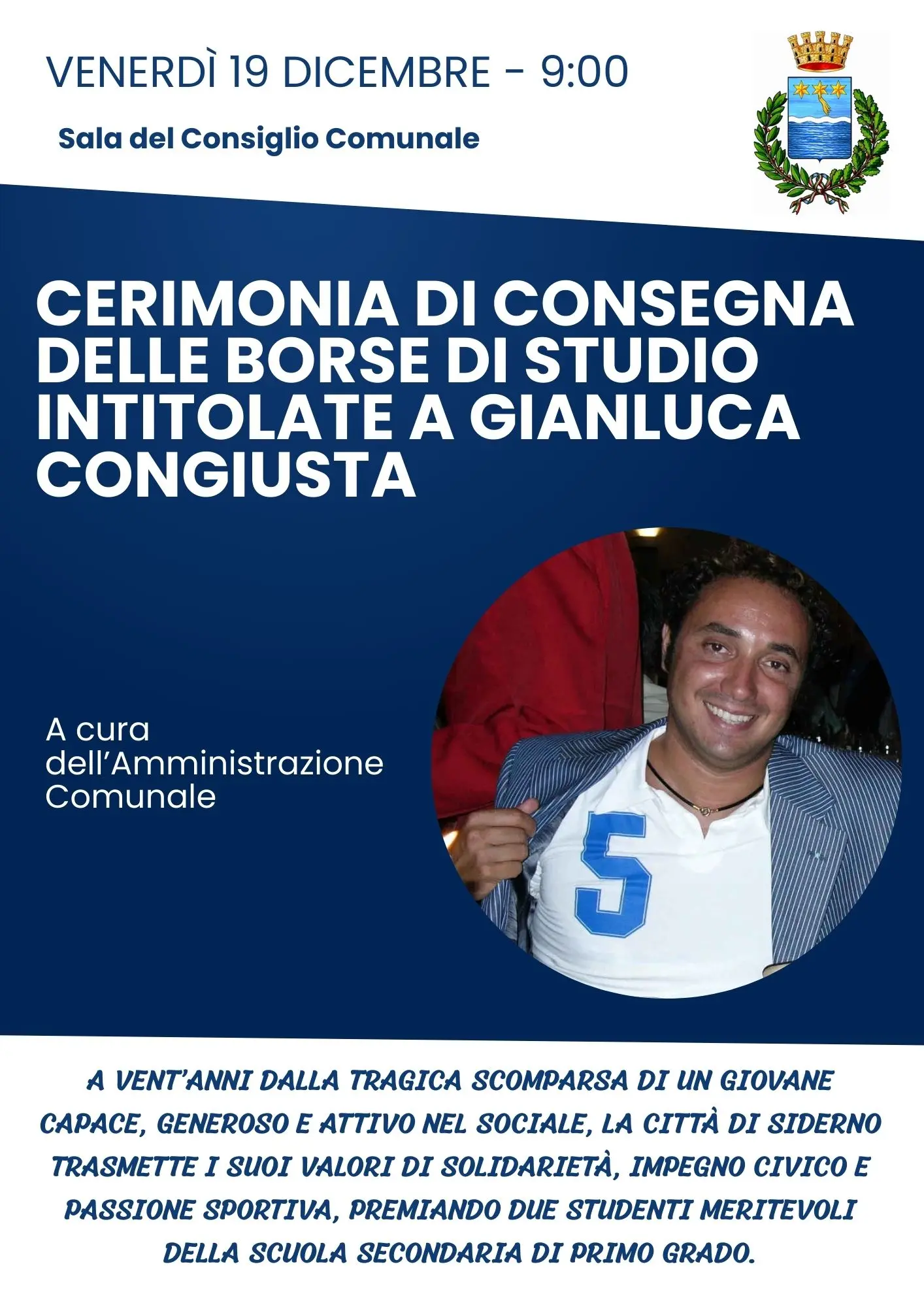 Siderno premia il merito e l’impegno civico: borse di studio dedicate a Gianluca Congiusta\n