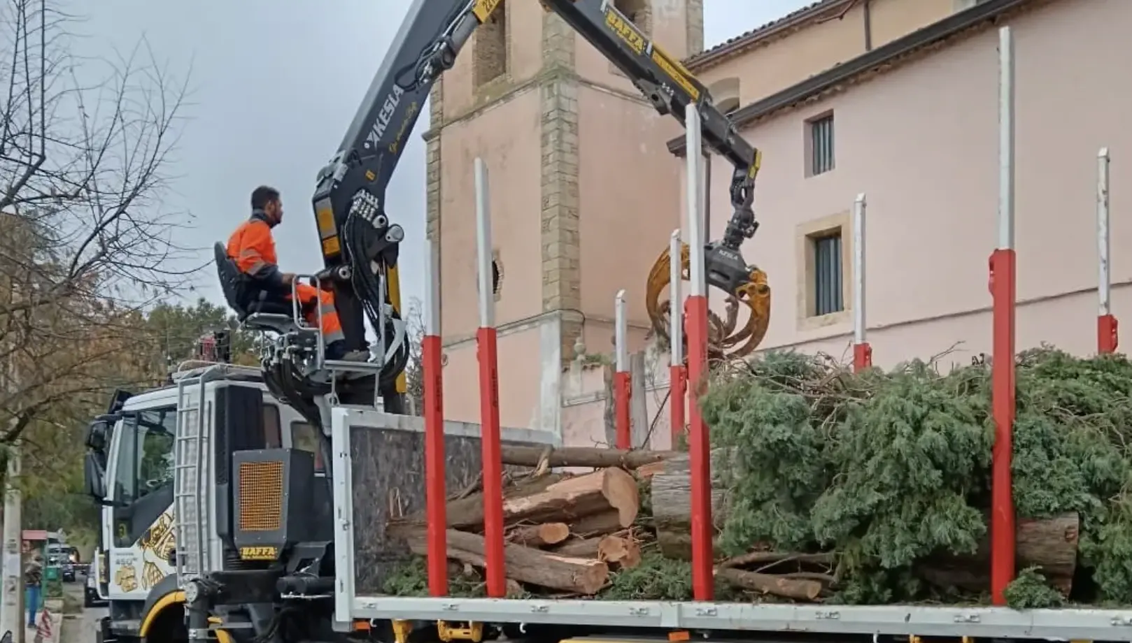 Cipressi abbattuti davanti alla chiesa di Arcavacata, la Parrocchia chiarisce: «Rischio grave e iter durato due anni»