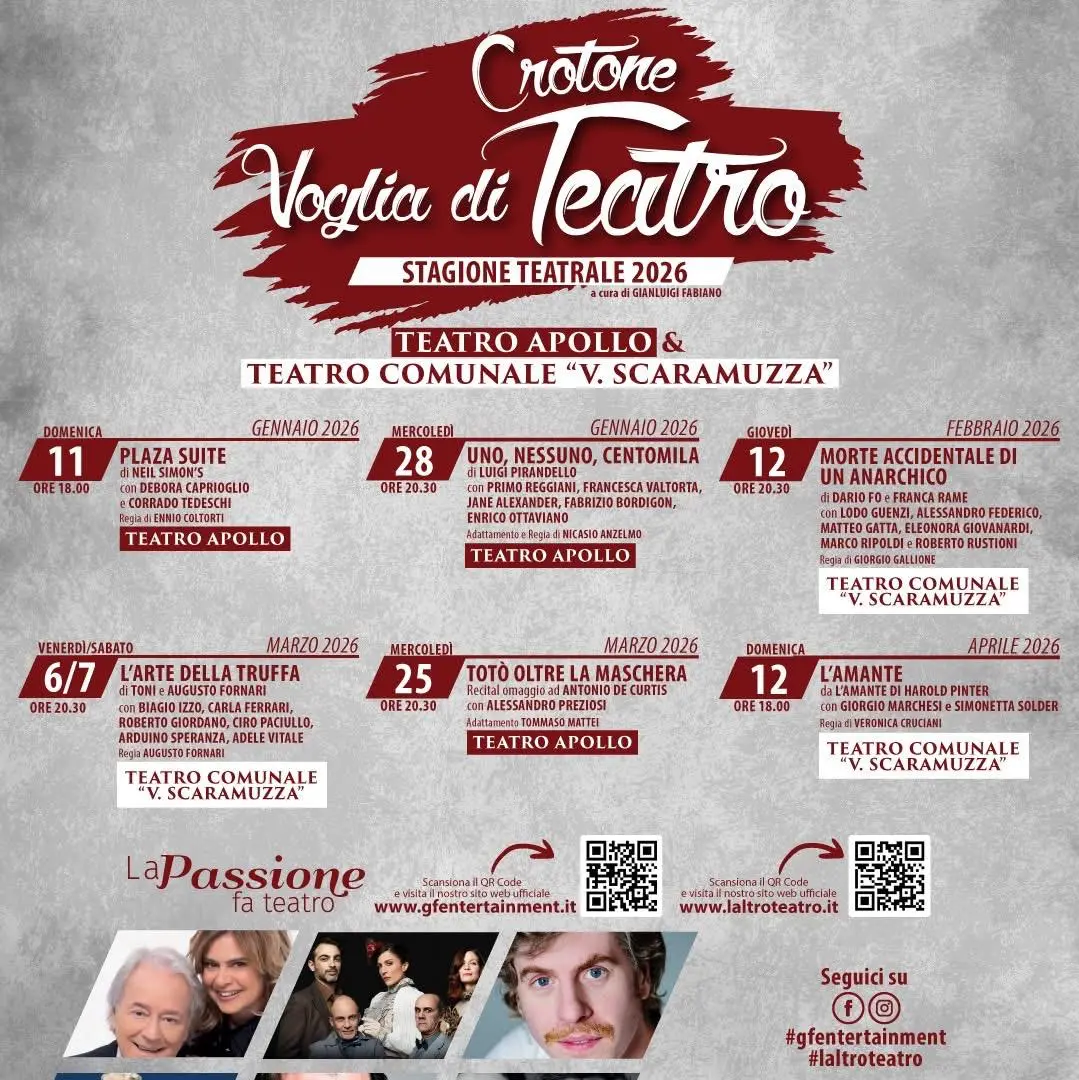 Crotone…\u00A0Voglia di teatro, pronta a partire la rassegna che intreccia classico e\u00A0contemporaneo, recital e commedia\n