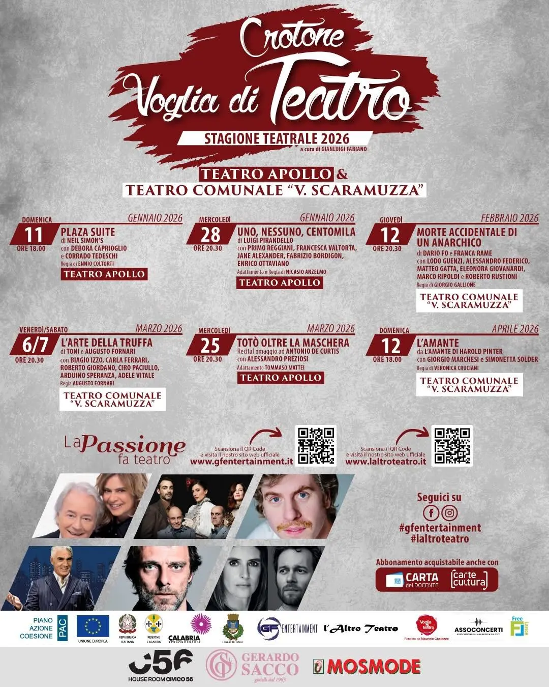 Crotone…\u00A0Voglia di teatro, pronta a partire la rassegna che intreccia classico e\u00A0contemporaneo, recital e commedia\n