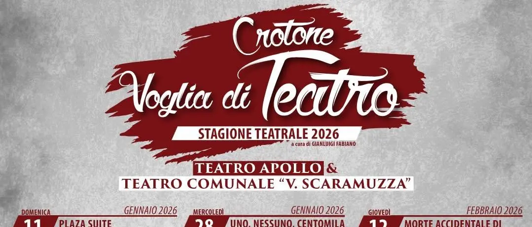 Crotone…\u00A0Voglia di teatro, pronta a partire la rassegna che intreccia classico e\u00A0contemporaneo, recital e commedia\n