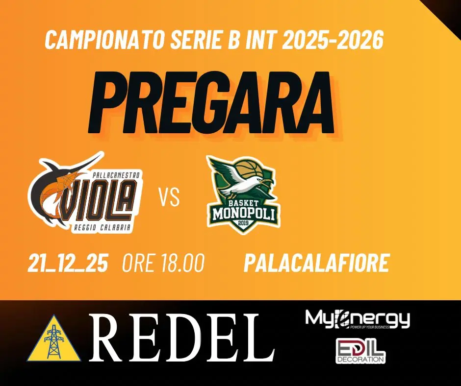 Ultimo appuntamento del 2025: Redel-Monopoli, è big-match al PalaCalafiore\n