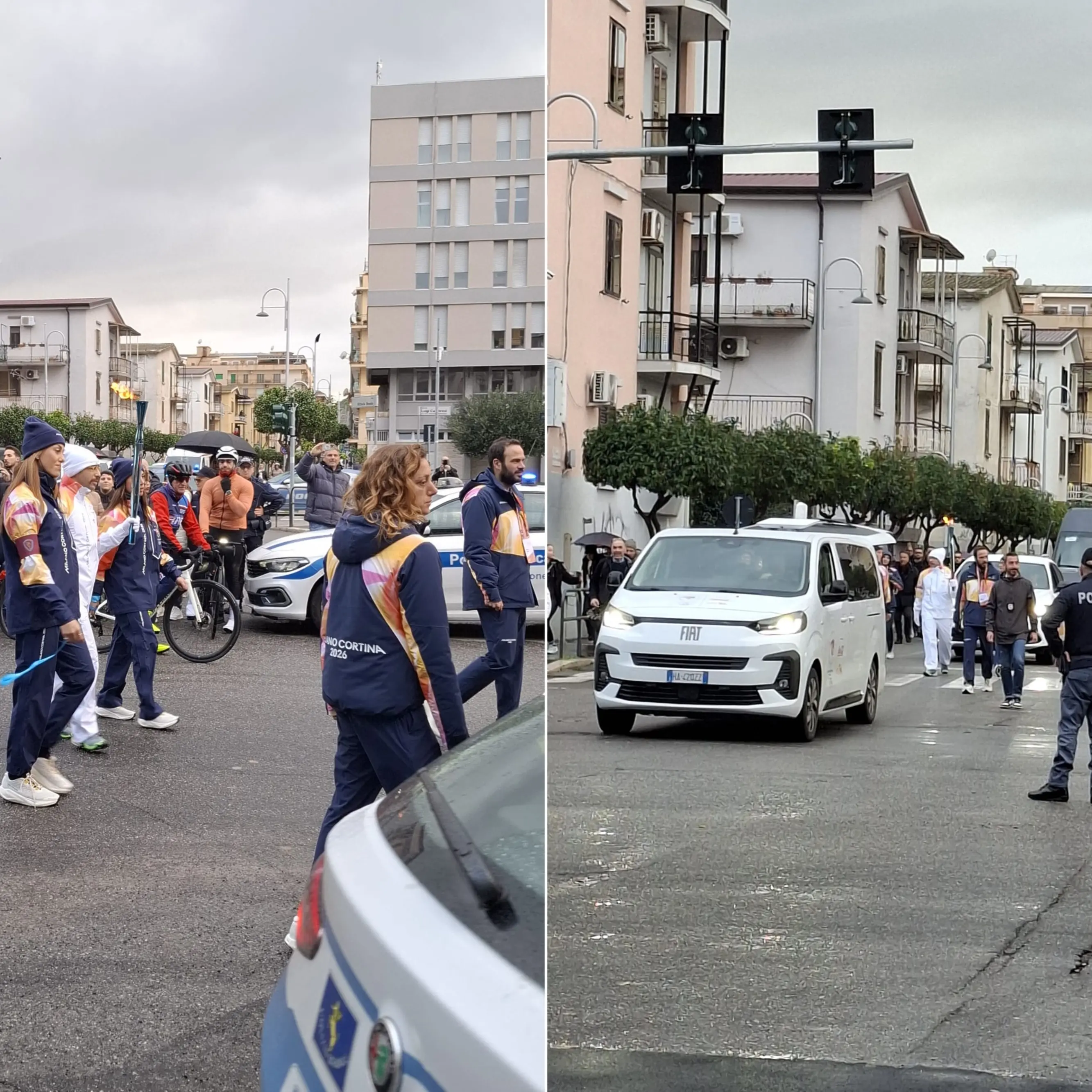 Crotone accoglie la Fiaccola Olimpica Milano-Cortina 2026: 15 atleti in marcia tra emozione e pioggia\n