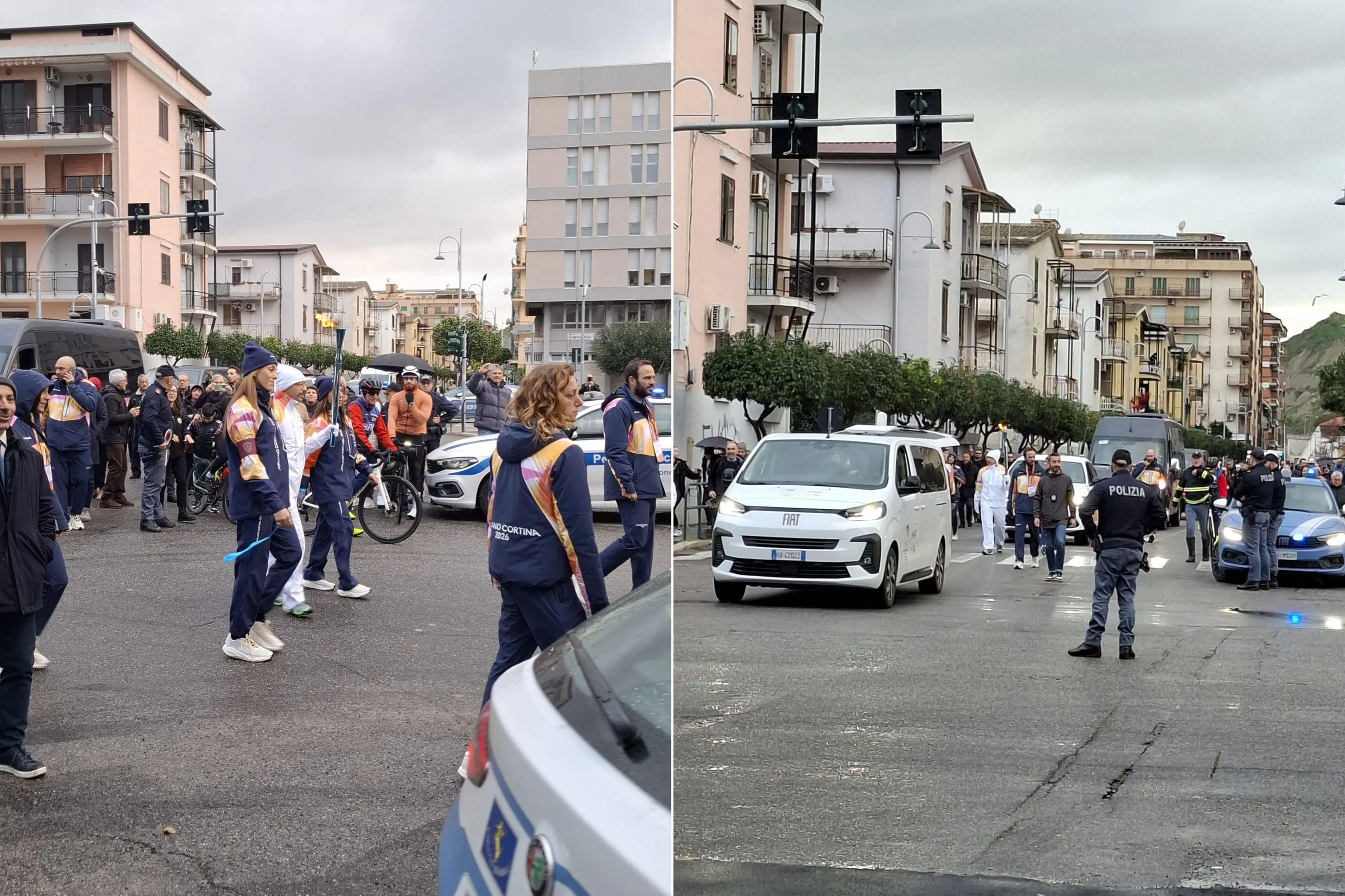 Crotone accoglie la Fiaccola Olimpica Milano-Cortina 2026: 15 atleti in marcia tra emozione e pioggia\n