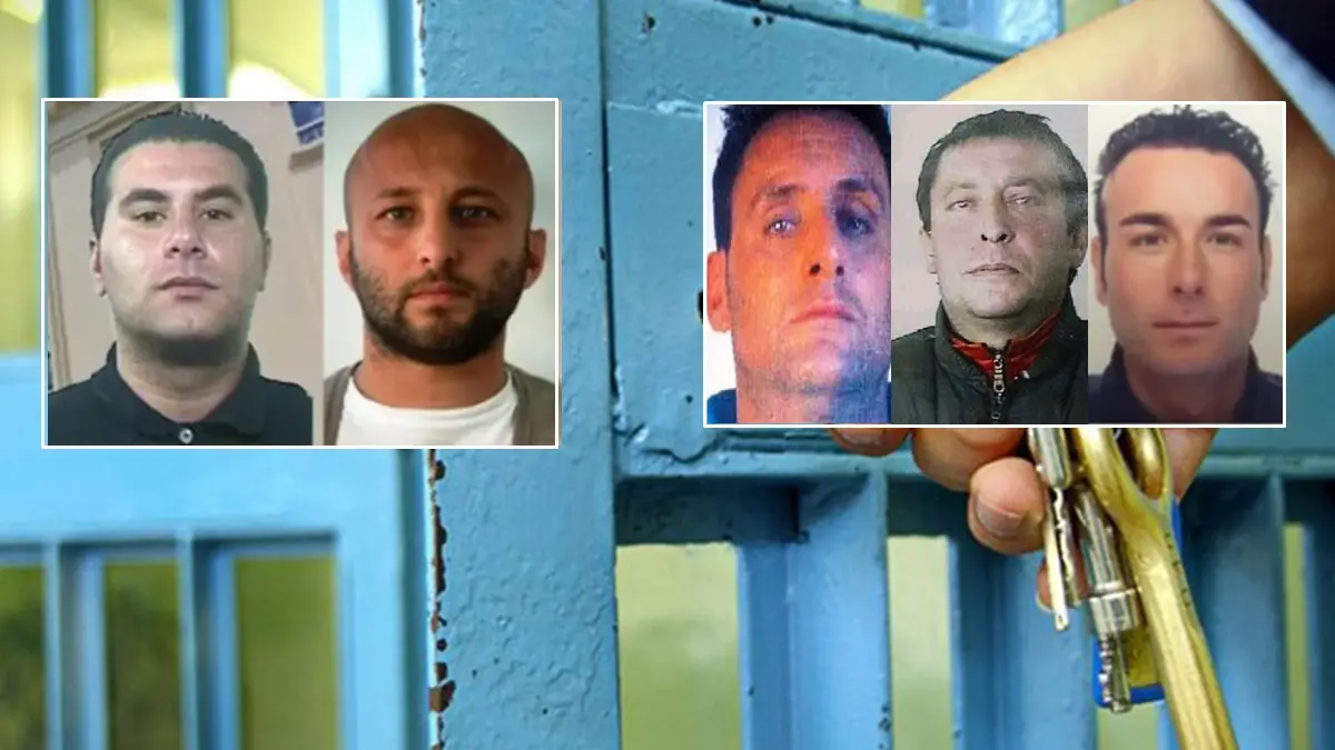 <p>Nei riquadri da sinistra verso destra: Francesco Antonio Pardea, Mommo Macr&igrave;, Sergio Gentile, Salvatore Morgese, Giovanni D'Andrea</p>\\n