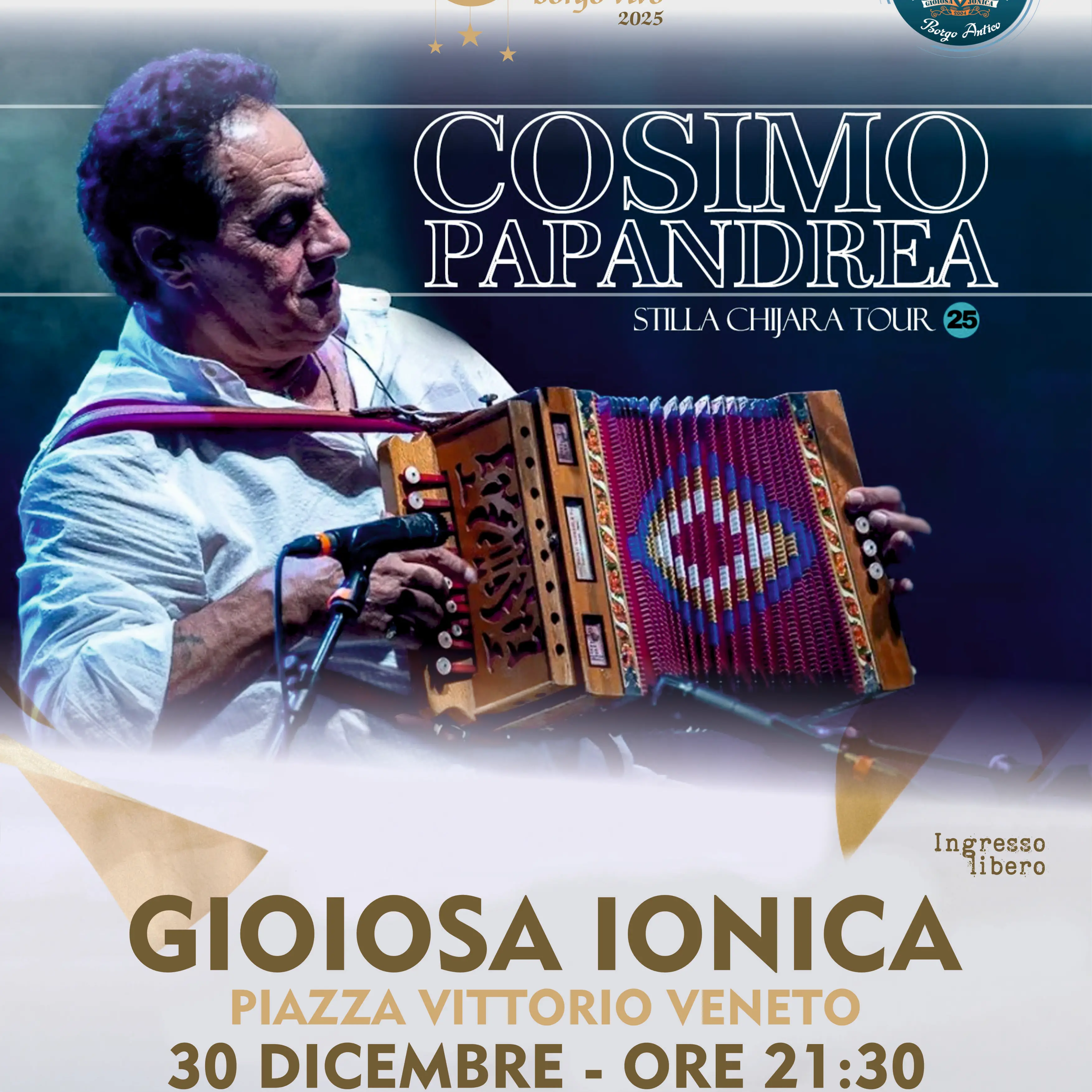 Cosimo Papandrea il 30 dicembre in concerto a “Gioiosa Borgo Vivo”\n