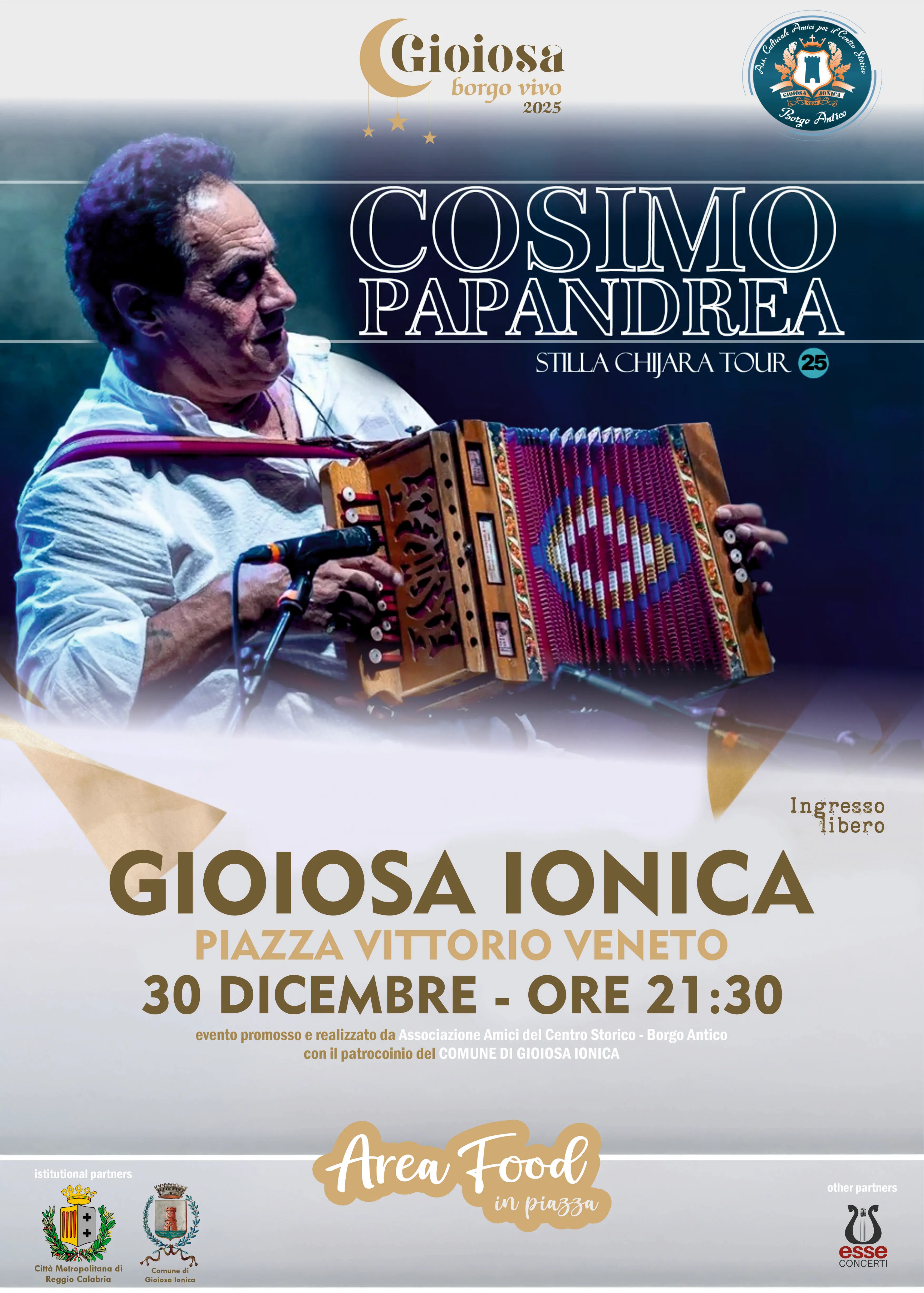 Cosimo Papandrea il 30 dicembre in concerto a “Gioiosa Borgo Vivo”\n