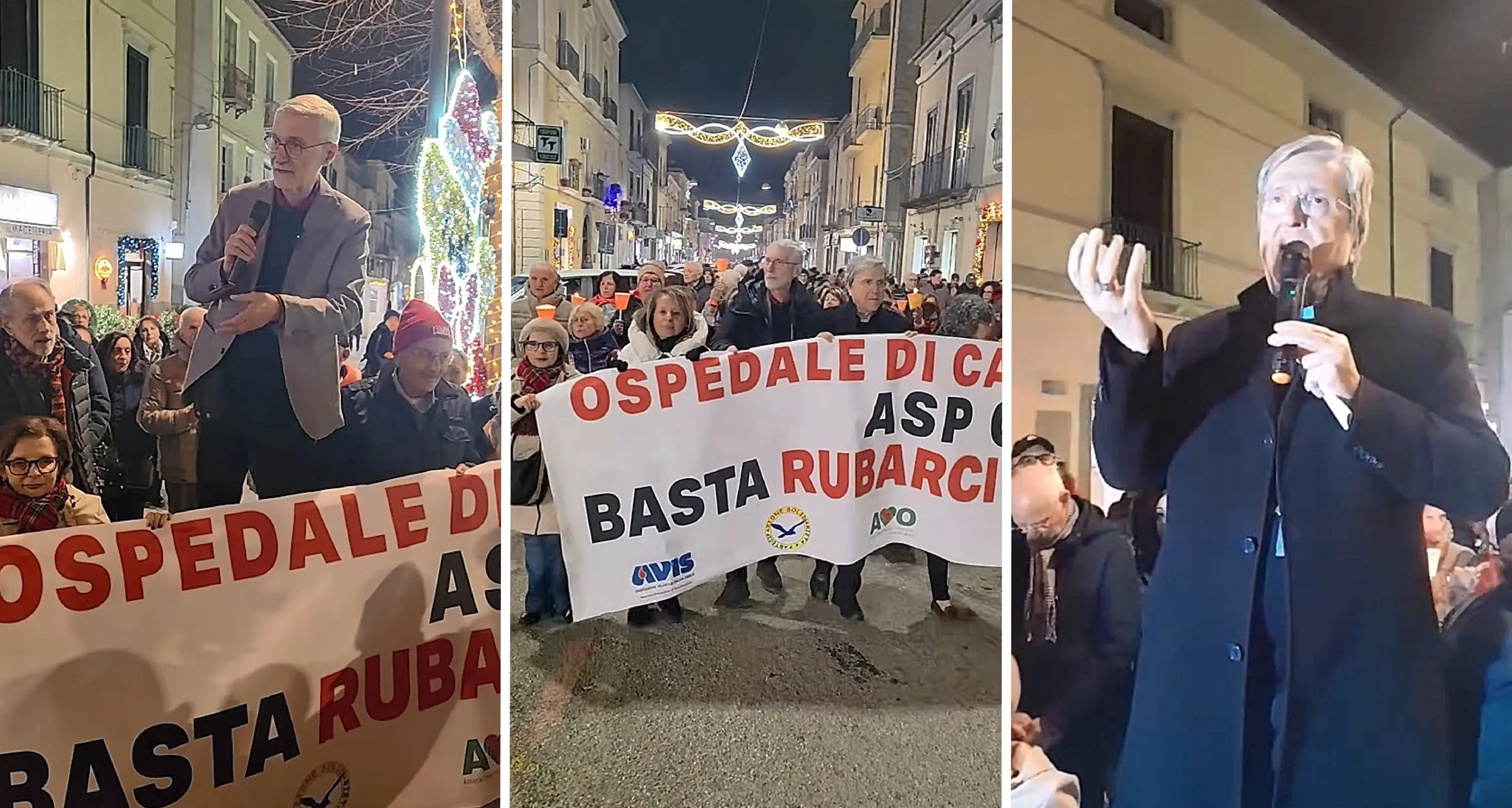 Castrovillari, fiaccolata contro il depotenziamento\u00A0dell’ospedale. Il vescovo Savino scuote le coscienze: «La salute è democrazia»\n