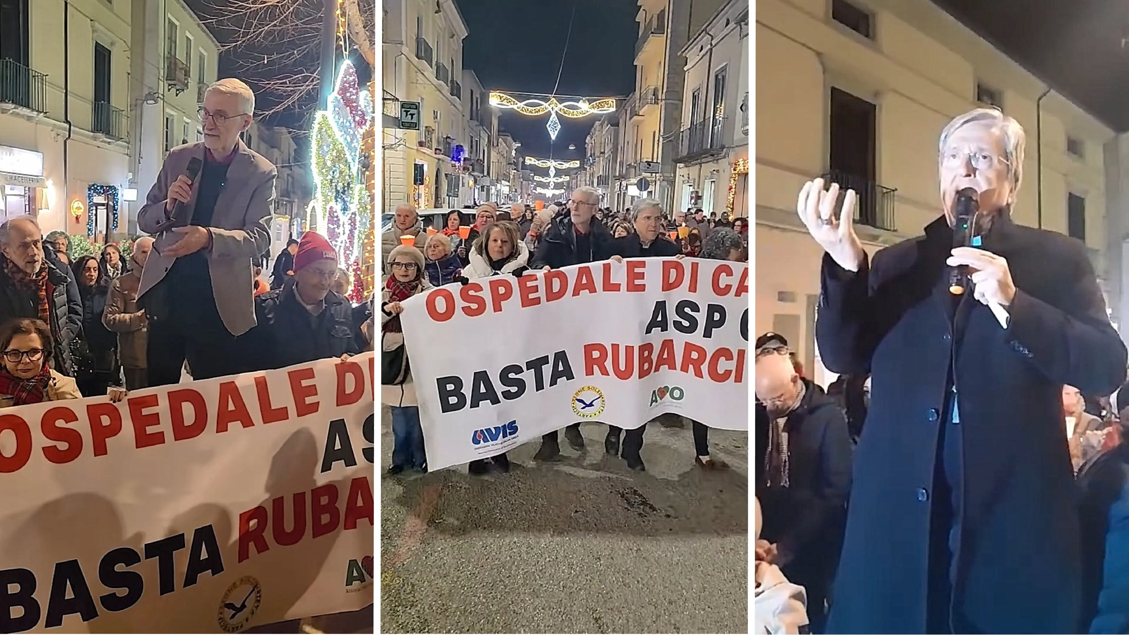 Castrovillari, fiaccolata contro il depotenziamento\u00A0dell’ospedale. Il vescovo Savino scuote le coscienze: «La salute è democrazia»\n