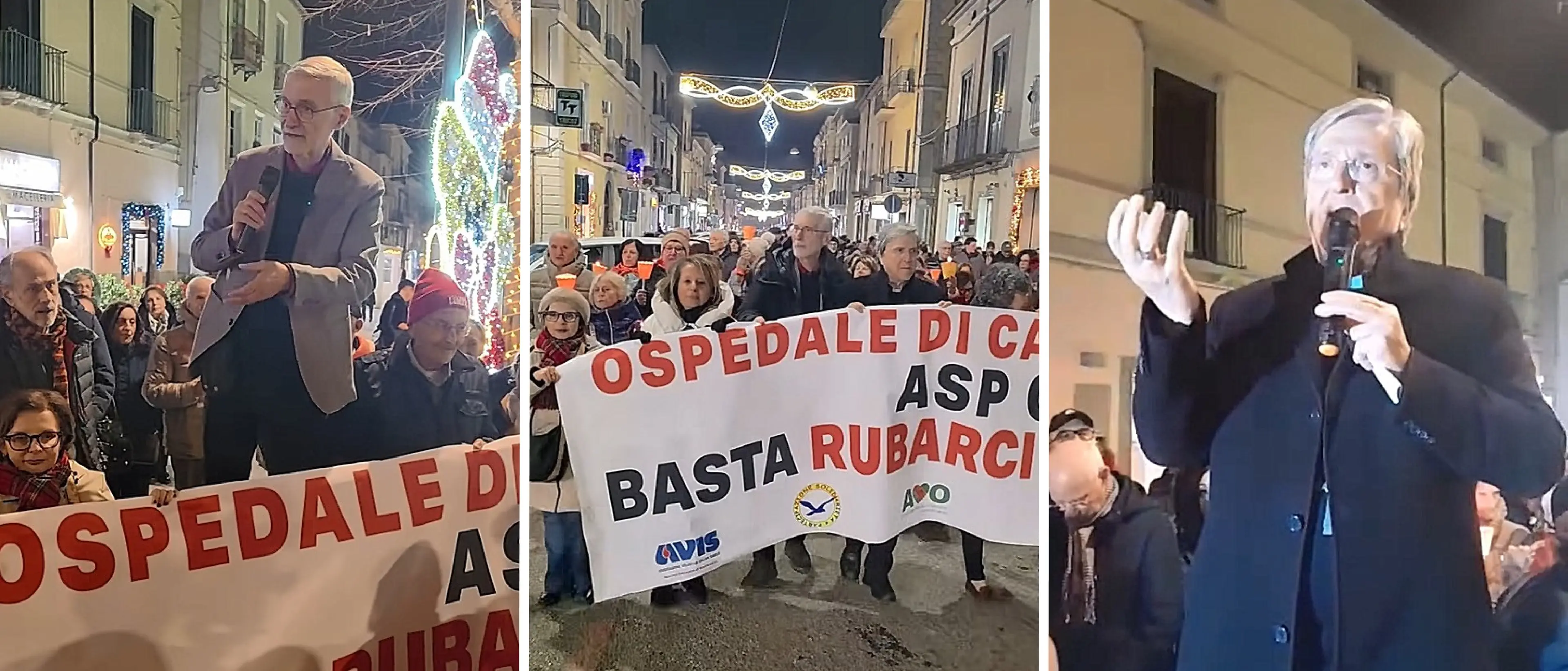 Castrovillari, fiaccolata contro il depotenziamento\u00A0dell’ospedale. Il vescovo Savino scuote le coscienze: «La salute è democrazia»\n