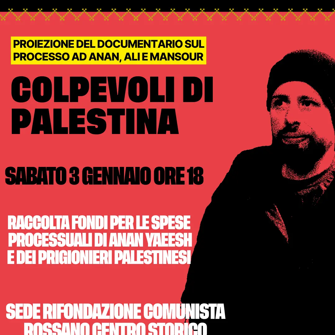 A Rossano il documentario sul processo alla resistenza palestinese\n