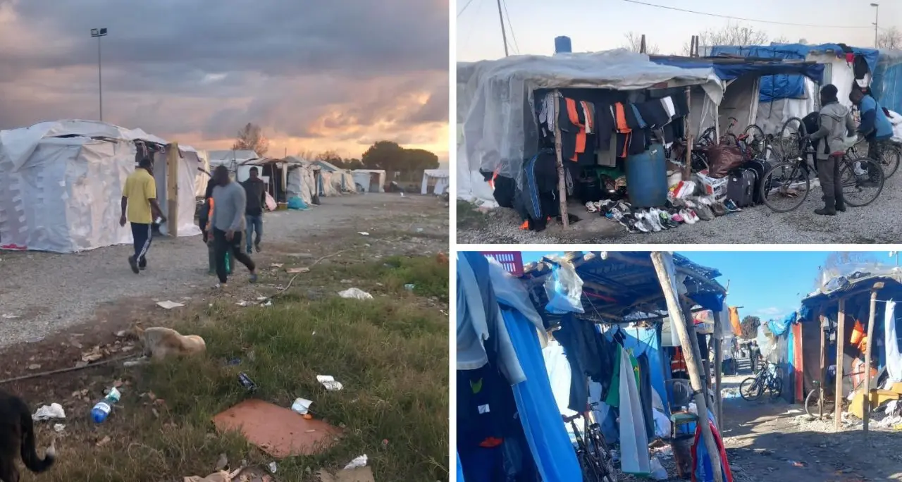 Manca la corrente alla tendopoli: «Stanno morendo di freddo». Il sindaco: «Impianto manomesso dai migranti, ma sarà riparato»\n