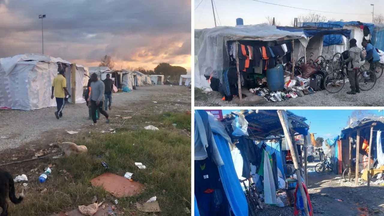 Manca la corrente alla tendopoli: «Stanno morendo di freddo». Il sindaco: «Impianto manomesso dai migranti, ma sarà riparato»\n