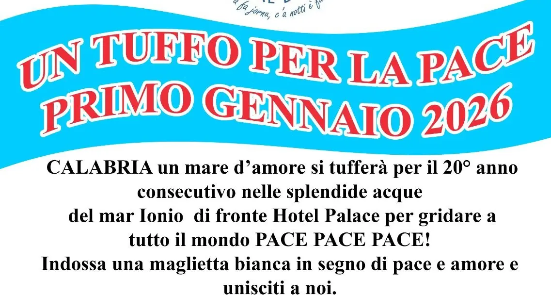 A mezzogiorno Catanzaro accoglie il 2026 col Tuffo di Capodanno dedicato alla Pace