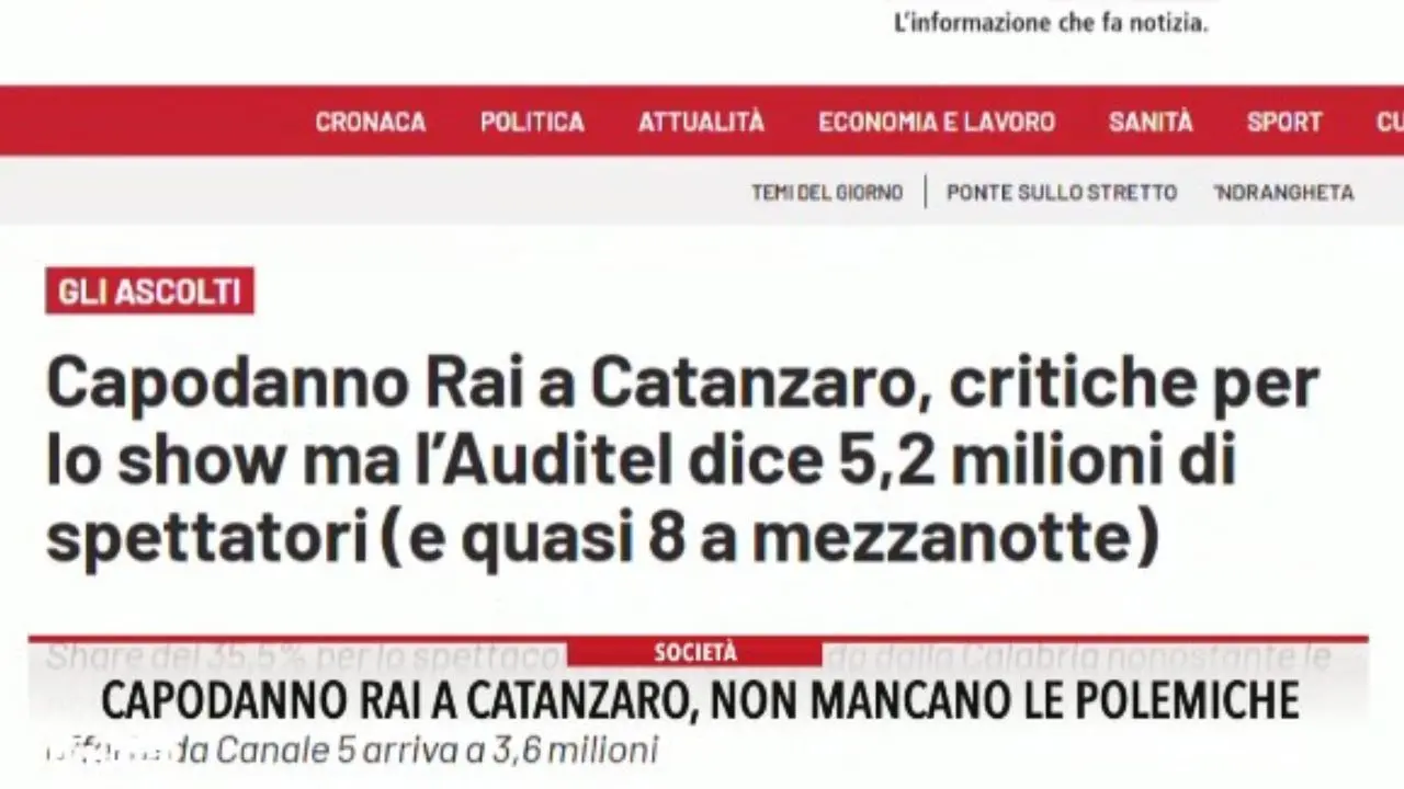 Capodanno Rai a Catanzaro, non mancano le polemiche