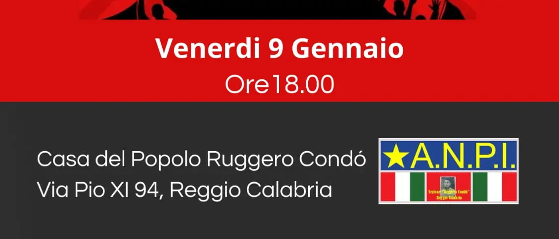 Reggio, il 9 gennaio assemblea pubblica organizzata dalla\u00A0sezione ANPI Ruggero Condò\n