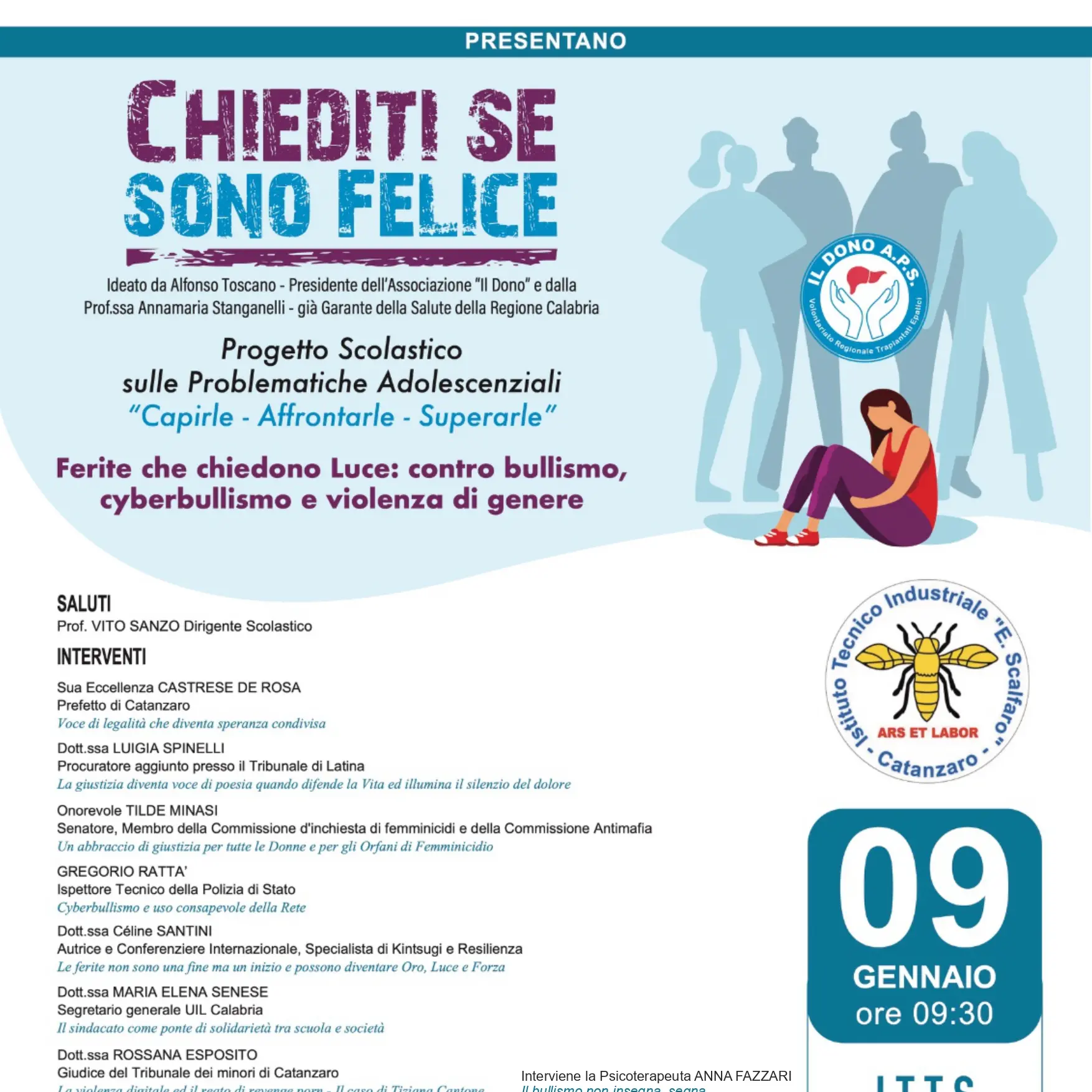 Da vittime a protagonisti, all’Itts Scalfaro di Catanzaro prende il via “Chiedimi se sono felice”\u00A0\n