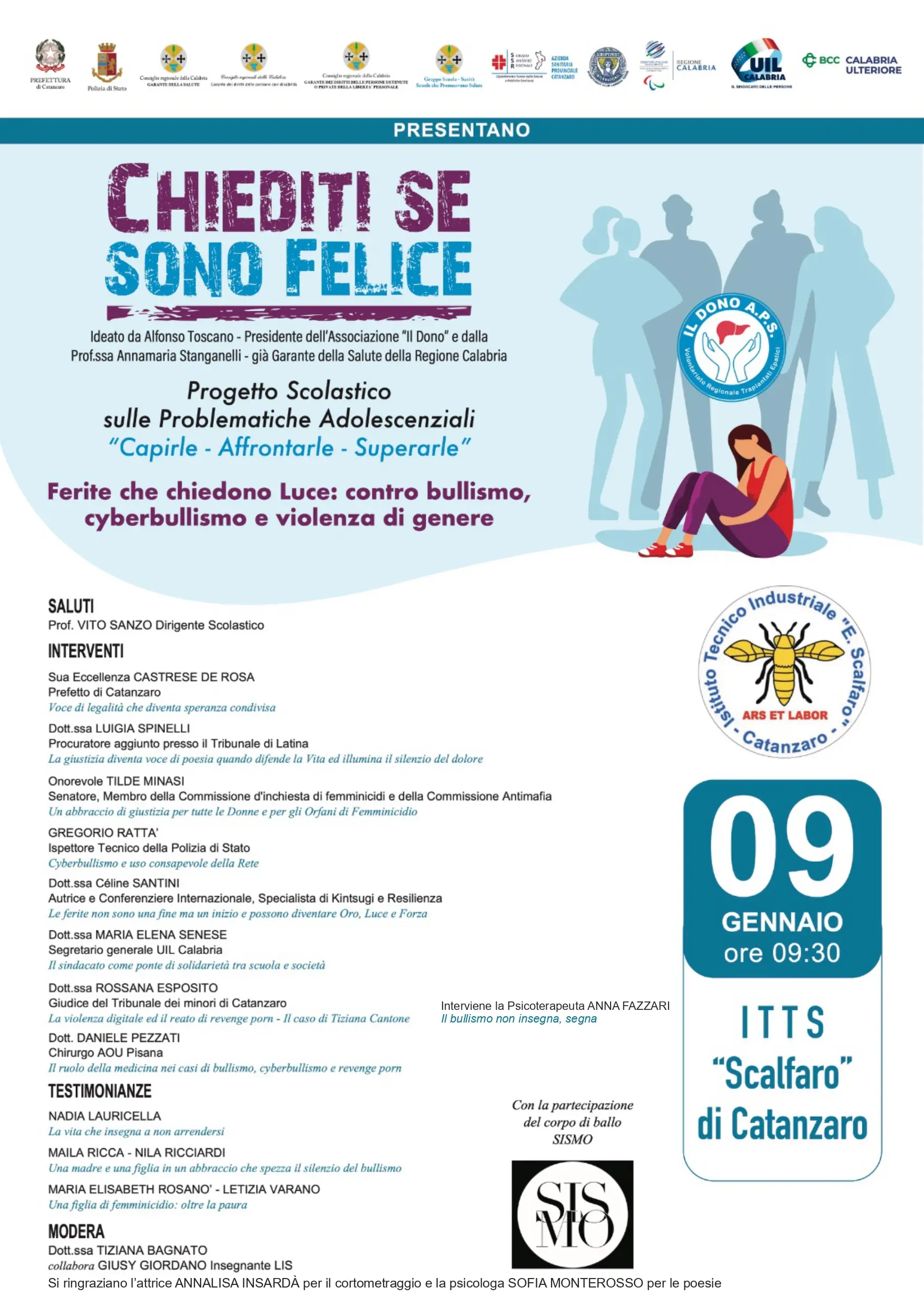 Da vittime a protagonisti, all’Itts Scalfaro di Catanzaro prende il via “Chiedimi se sono felice”\u00A0\n