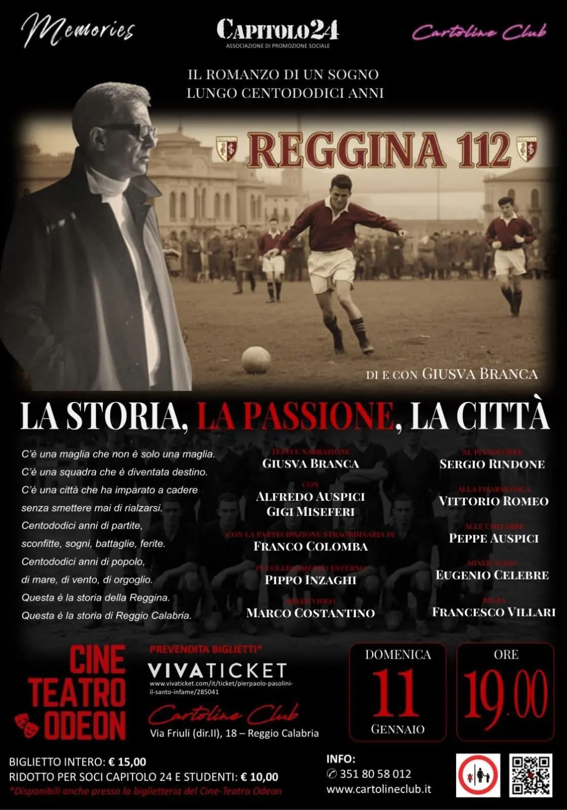 “Reggina 112”, il racconto celebrativo della storia amaranto con Giusva Branca\n