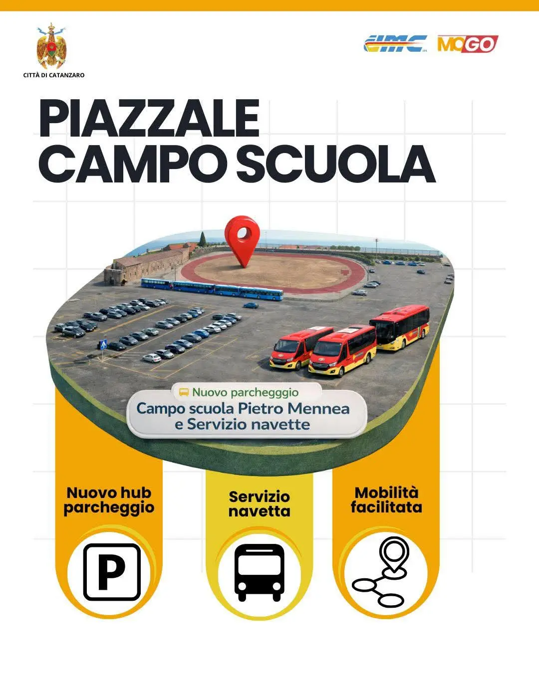Mobilità a Catanzaro, al via la sosta il nuovo sistema di sosta con navetta dal Piazzale Campo scuola\n