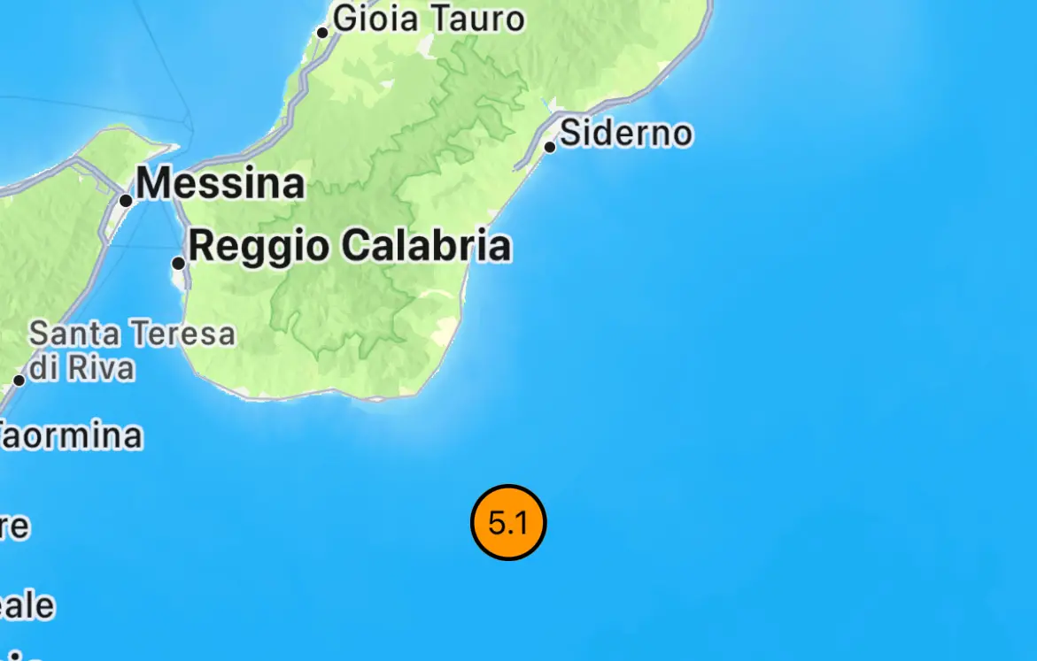 Terremoto di magnitudo 5.1 al largo di Reggio Calabria\n\n\n