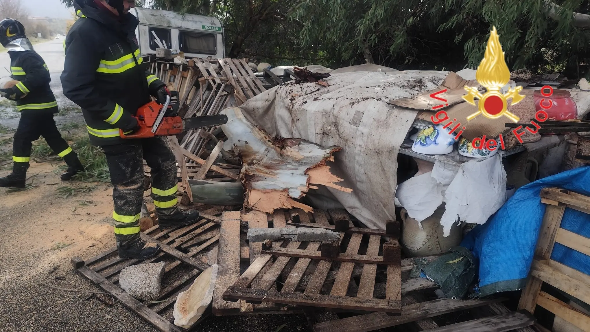 Rogliano,\u00A0albero abbattuto dal vento si riversa sulla carreggiata dell’A2