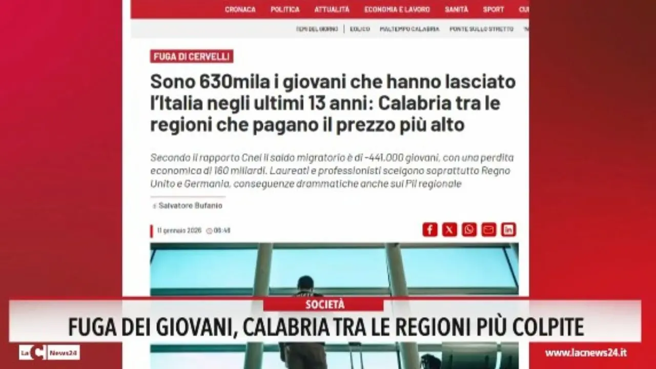Fuga dei giovani, Calabria tra le regioni più colpite