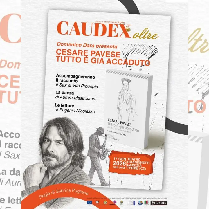 Al Teatro Grandinetti di Lamezia Terme la presentazione del libro “Cesare Pavese. Tutto è già accaduto” di Domenico Dara\n