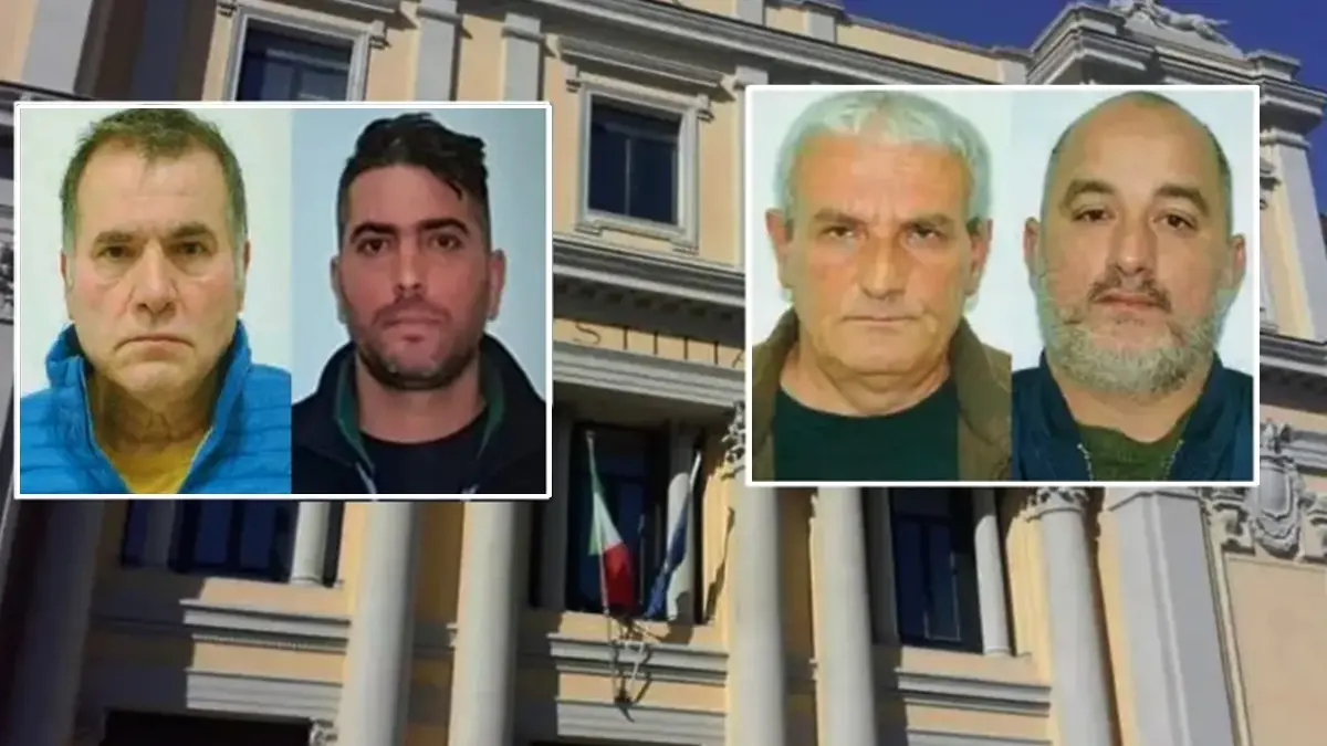 <p>La Corte d'Appello e nei riquadri da sinistra a destra: Michele Staropoli, Angelo David, Pino Galati e Stefano Farfaglia</p>\\n