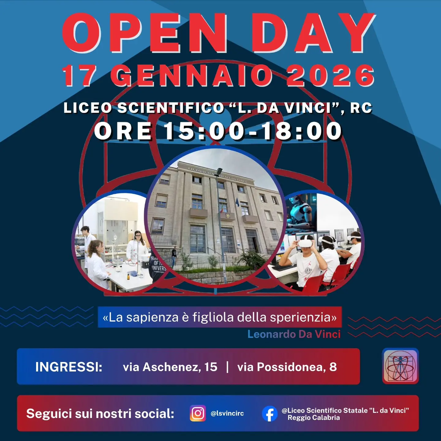 Reggio, sabato 17 gennaio l’Open day al Liceo da Vinci\n