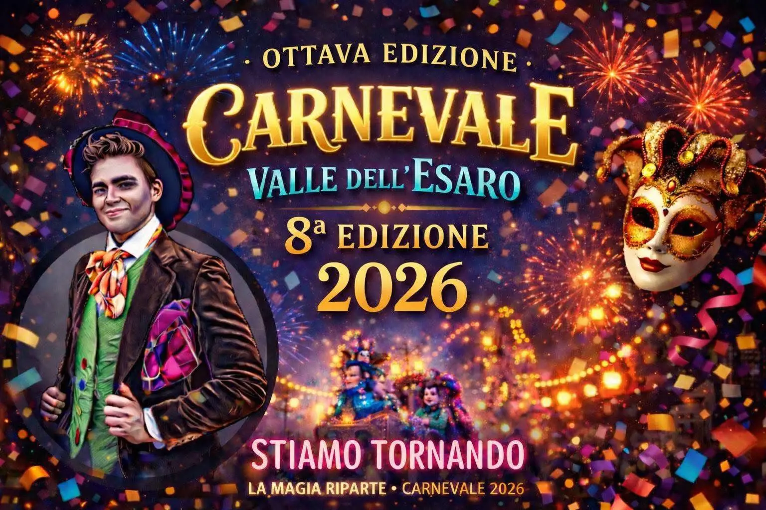 Torna il Carnevale della Valle dell’Esaro: l’ottava edizione è pronta a riaccendere la festa\n