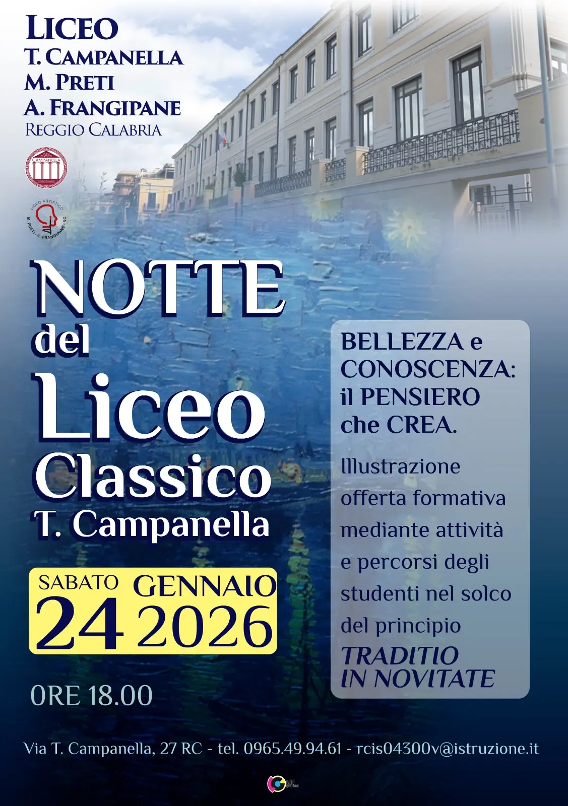 La Notte del Classico al “Campanella”, sabato 24 porte aperte a studenti e famiglie\n