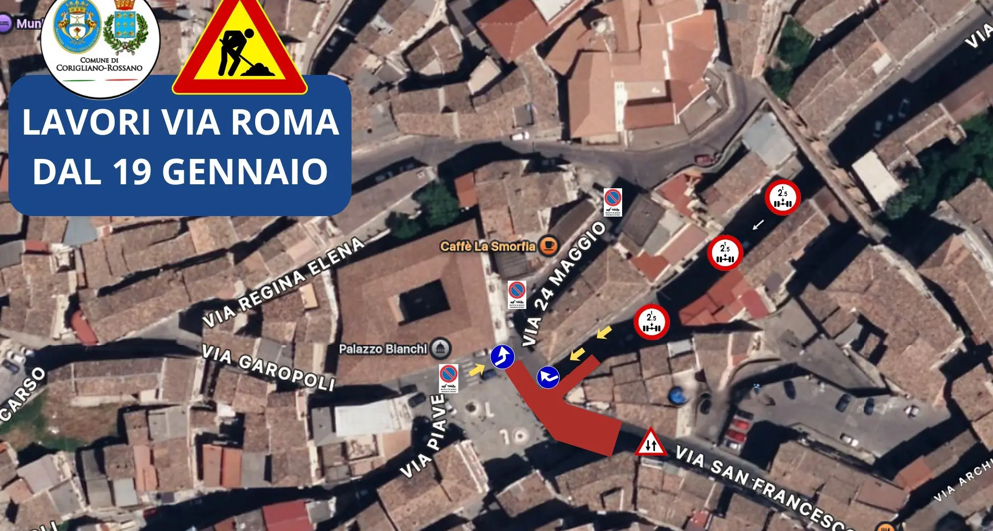 Corigliano, al via i lavori al crocevia di via Roma: cambia la circolazione\n