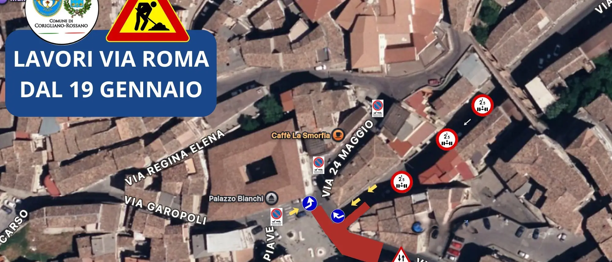 Corigliano, al via i lavori al crocevia di via Roma: cambia la circolazione\n