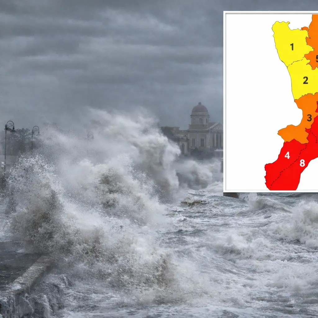 Il ciclone Harry entra nella fase più pericolosa: l'allerta si colora di rosso e si estende a tutta la città Metropolitana\n