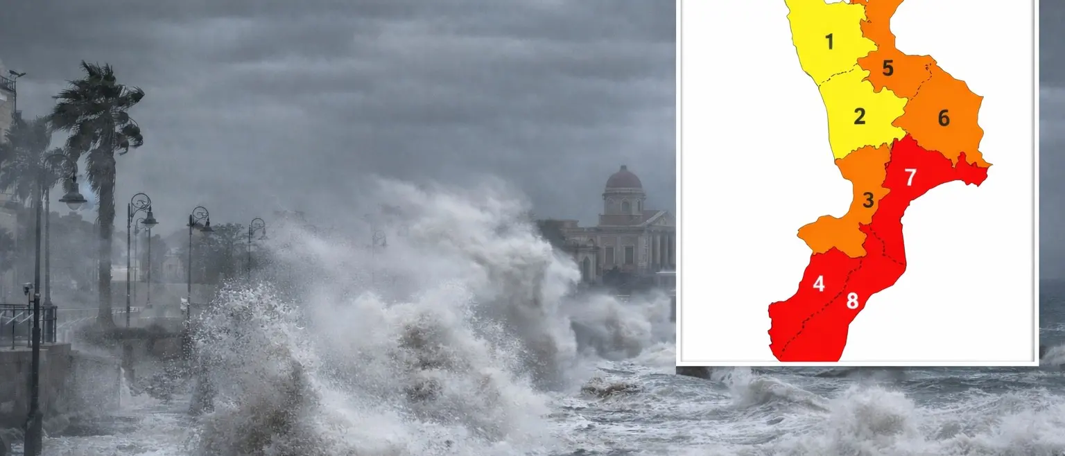 Il ciclone Harry entra nella fase più pericolosa: l'allerta si colora di rosso e si estende a tutta la città Metropolitana\n