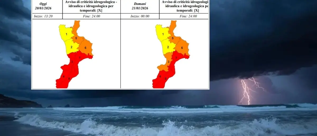 Allerta rossa in Calabria: fino alla mezzanotte di oggi massimo allarme nelle province di Catanzaro, Reggio e Vibo Valentia\n\n\n