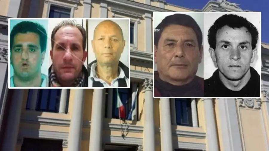 <p>La Corte d'Appello di Catanzaro e nei riquadri da sinistra verso destra: Antonio Prenesti, Domenico Polito, Cosmo Michele Mancuso, Francesco Mancuso e Raffaele Fiamingo</p>\\n