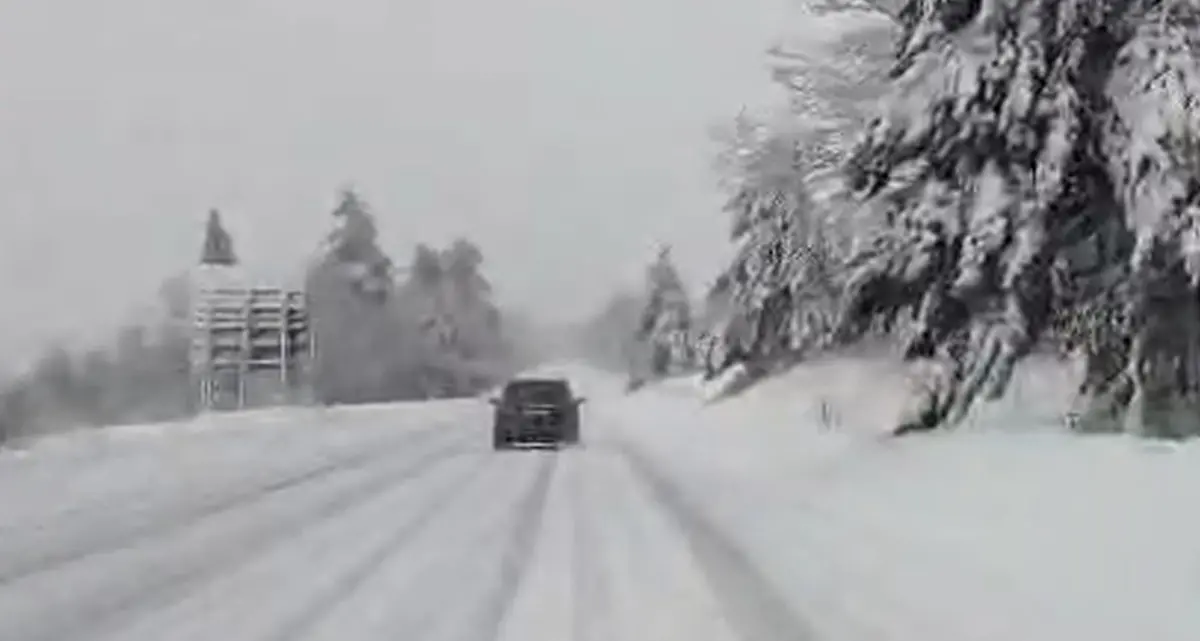 Intensa nevicata in Sila, sensibili accumuli lungo la SS 107