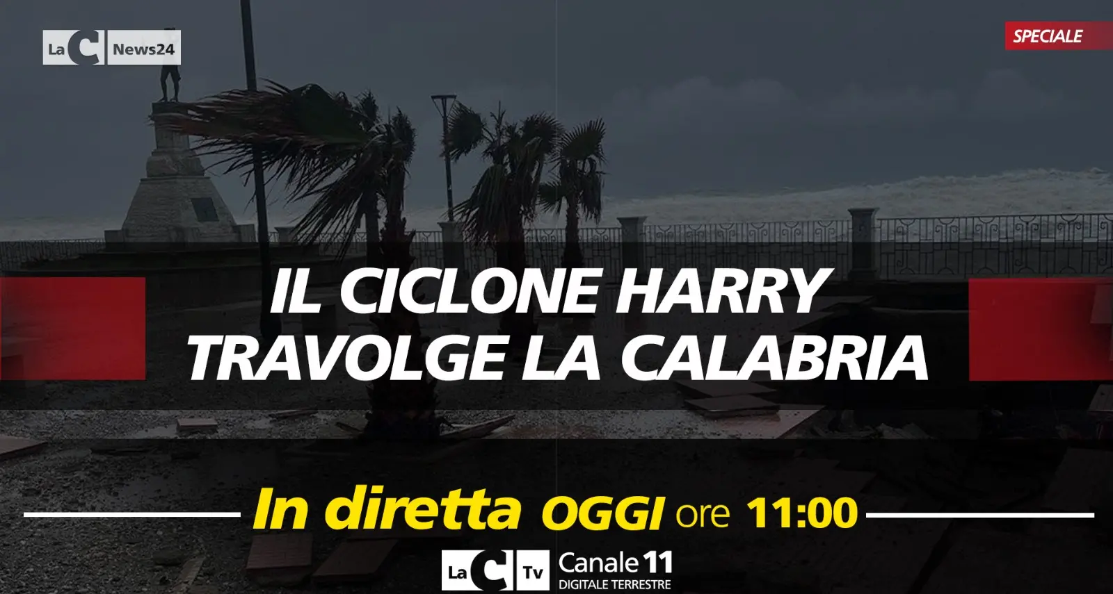 Calabria piegata dal maltempo, tutti gli aggiornamenti sul ciclone Harry nell’edizione straordinaria del tg alle ore 11 su LaC Tv\n