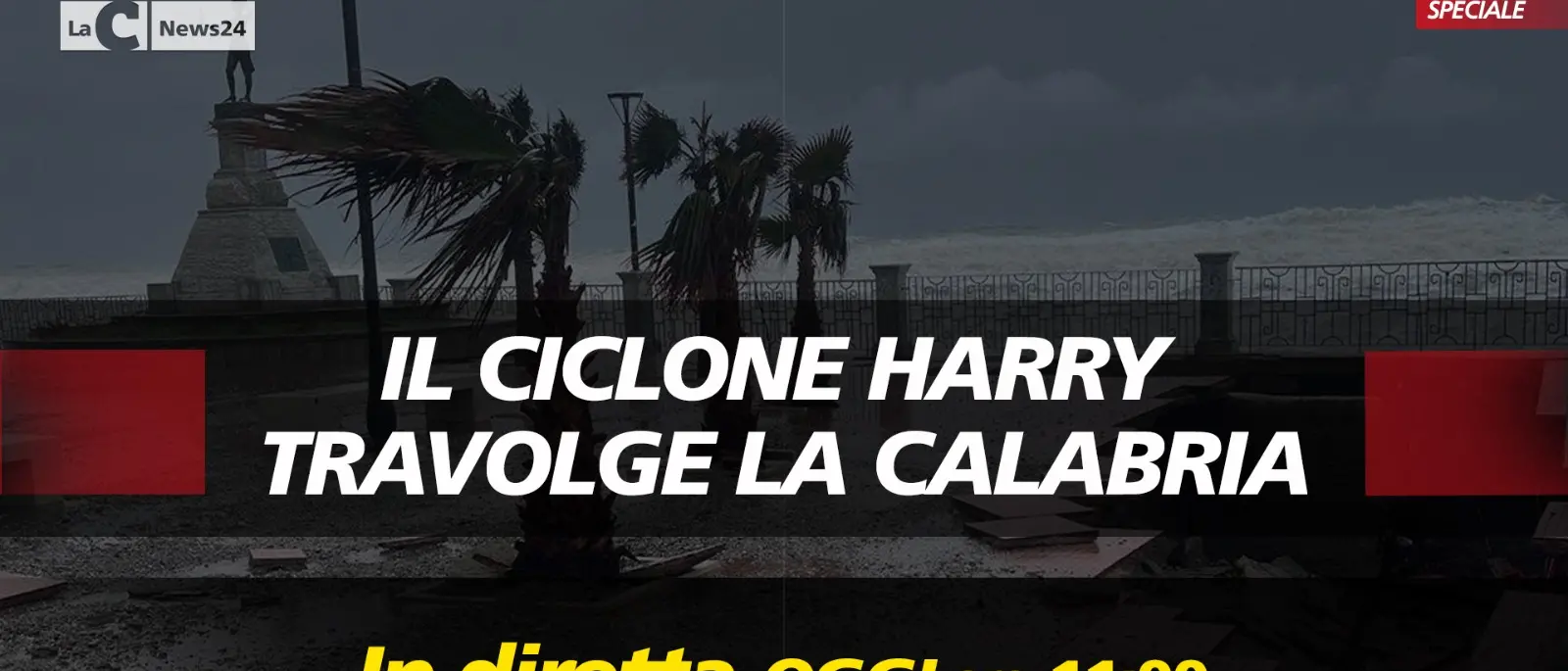 Calabria piegata dal maltempo, tutti gli aggiornamenti sul ciclone Harry nell’edizione straordinaria del tg alle ore 11 su LaC Tv\n