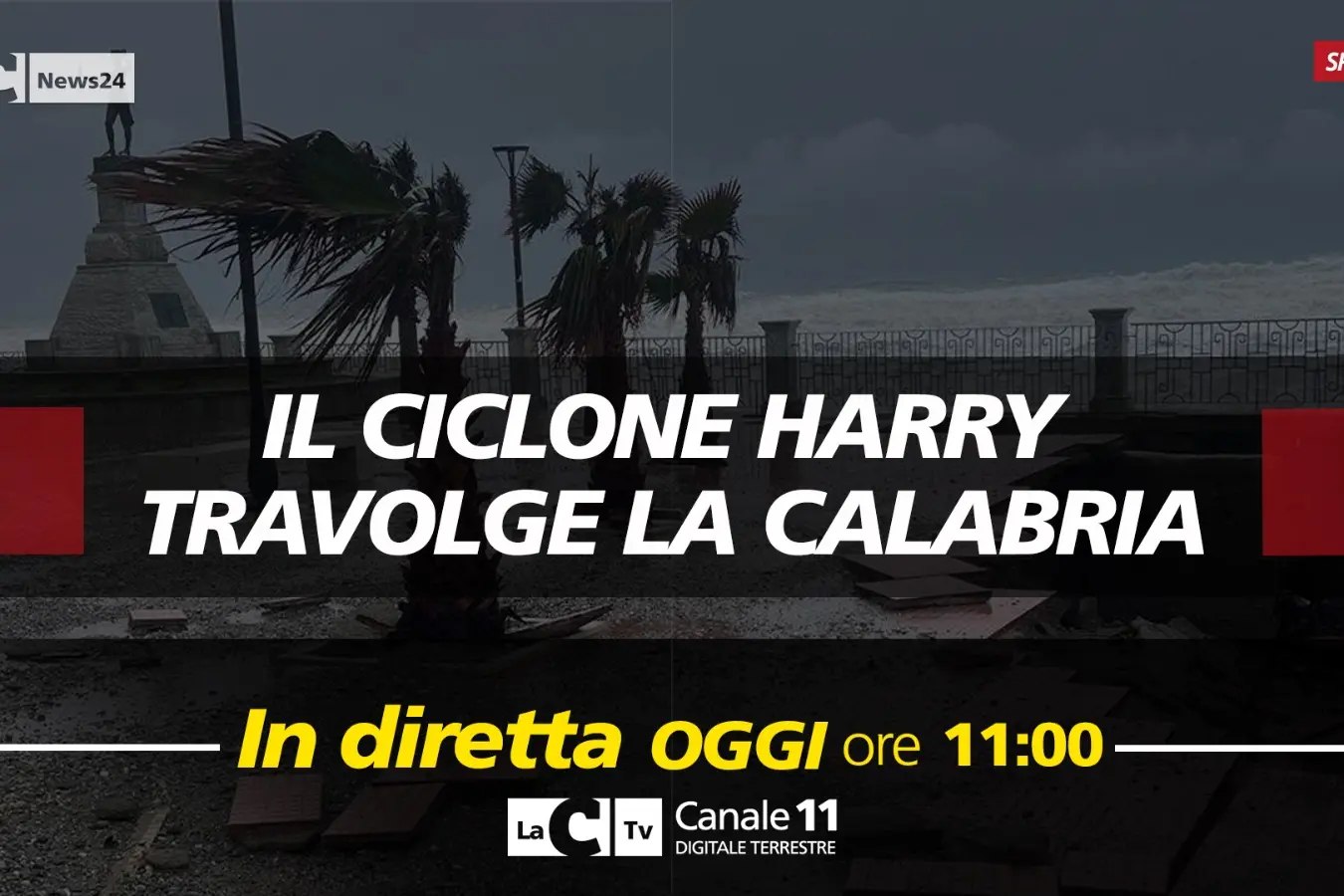Calabria piegata dal maltempo, tutti gli aggiornamenti sul ciclone Harry nell’edizione straordinaria del tg alle ore 11 su LaC Tv\n