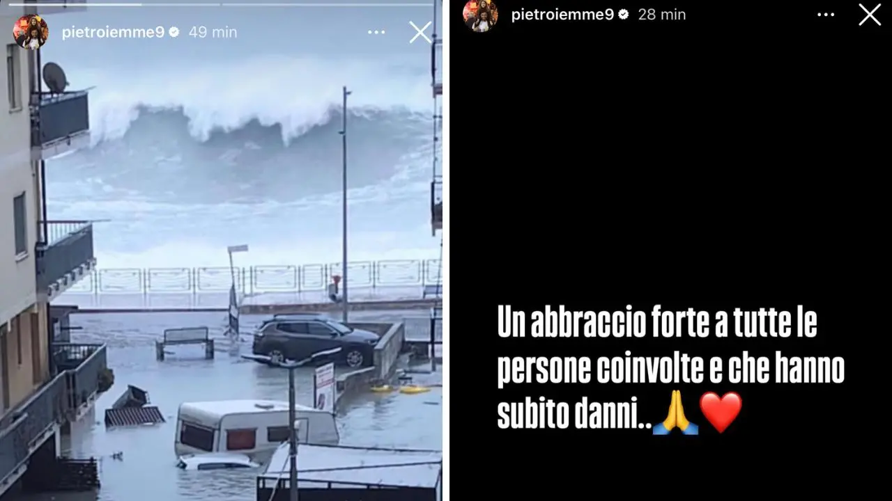 Catanzaro, il capitano Pietro Iemmello vicino alla città colpita dal ciclone Harry\n