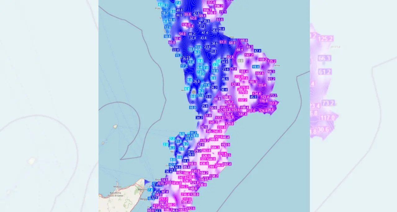 In Calabria in quattro giorni ha piovuto la metà di quanto piove in un anno. Ecco le zone più colpite\n