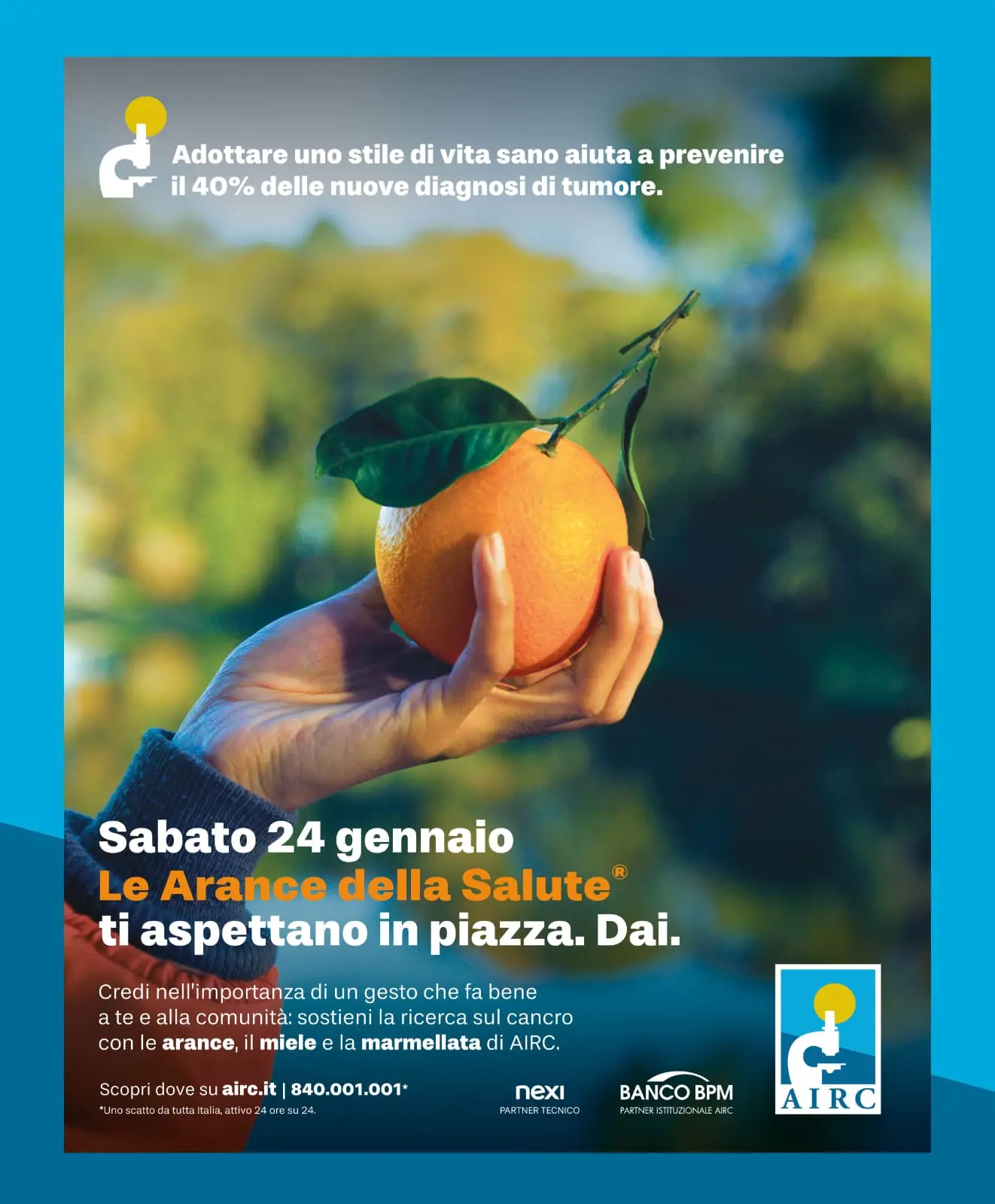 Torna la raccolta fondi in favore di Fondazione AIRC. Nel weekend volontari in piazza per l’iniziativa le Arance della salute\n