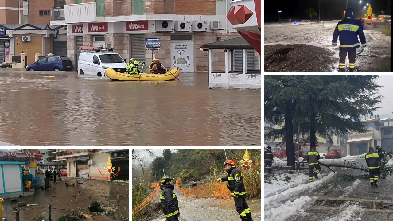 Al lavoro senza sosta i vigili del fuoco dopo l’ondata di maltempo, in Calabria già seicento gli interventi\n