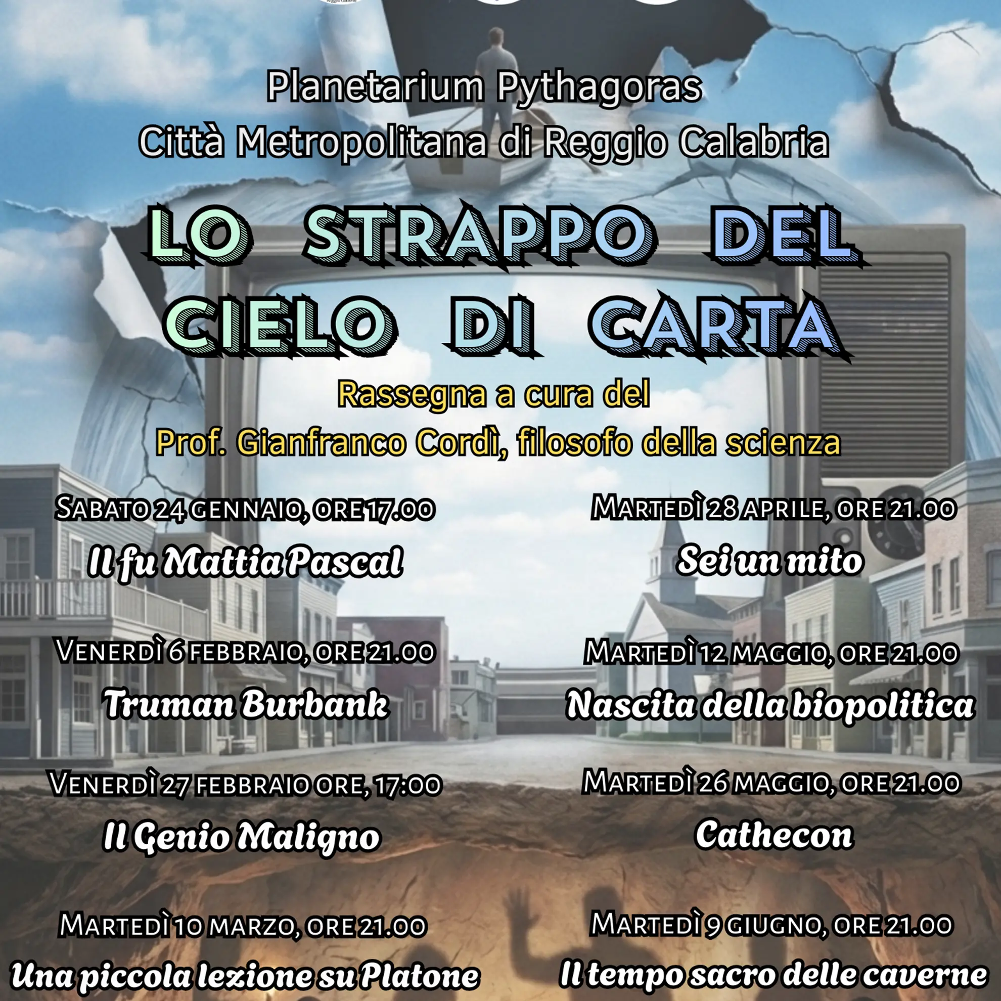 Al Planetarium Pythagoras\u00A0“Lo strappo del cielo di carta”, rassegna a cura del Professor Gianfranco Cordì\u00A0\n